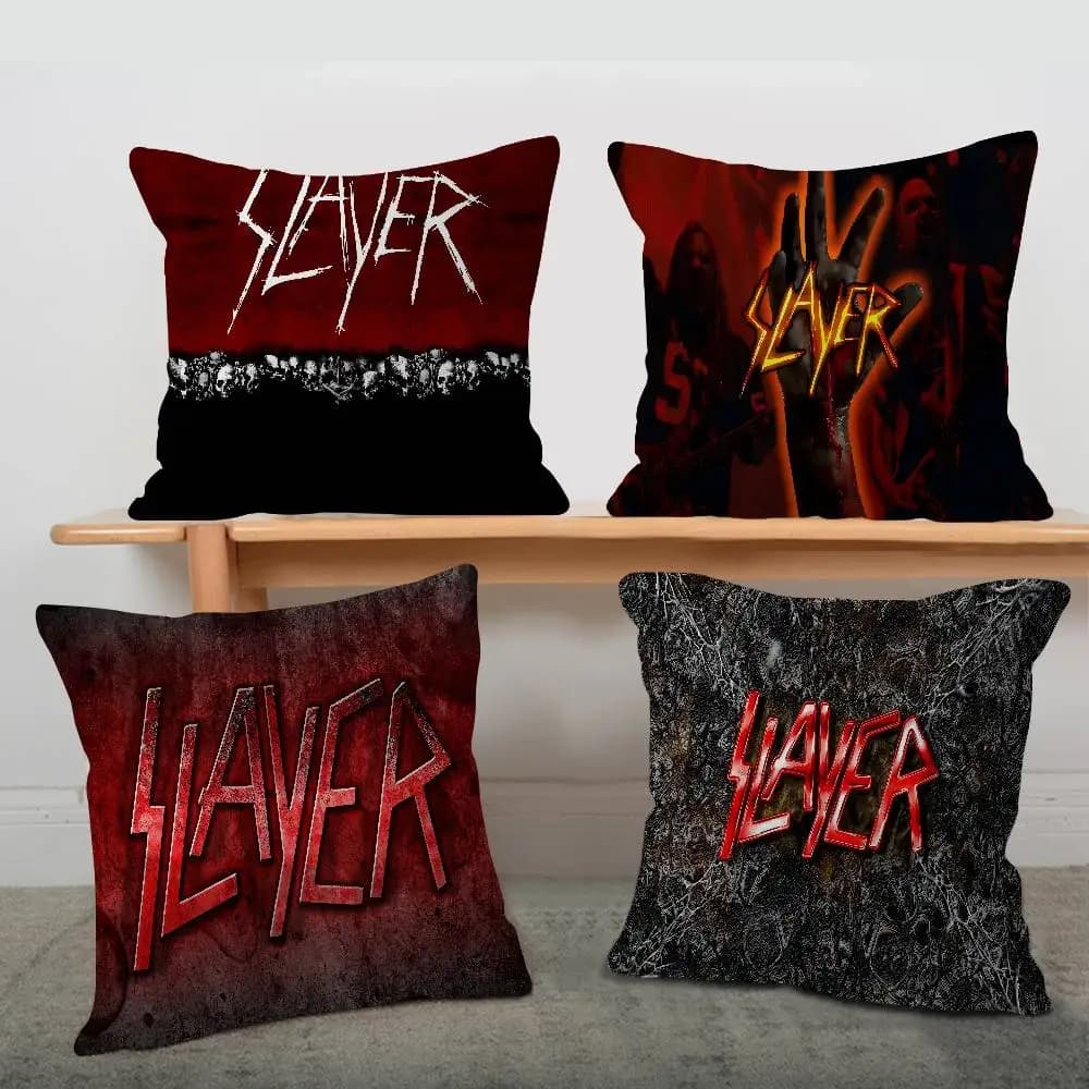 S-Slayer Heavy Metal Band Copricuscino in poliestere per divano, cuscini decorativi, decorazioni per la casa, fodera per cuscino