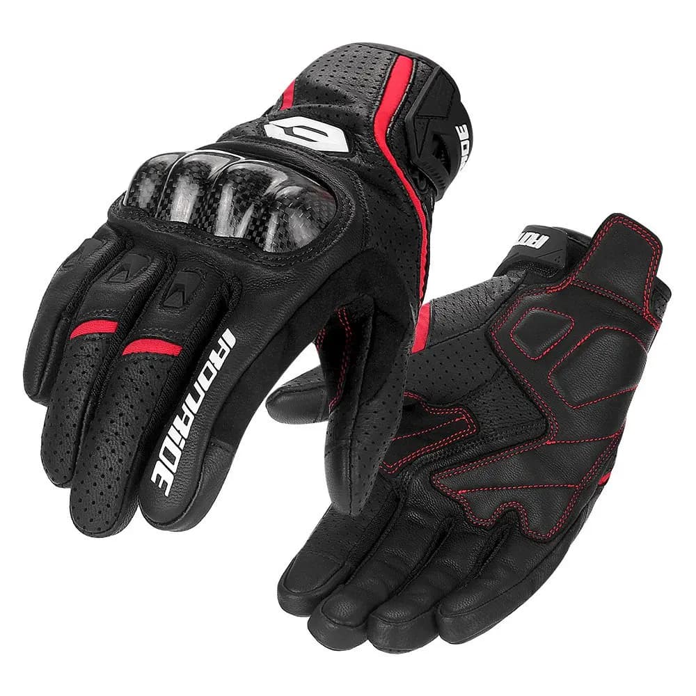 Guanti da moto a dita intere Guanti da moto da motocross da uomo in vera pelle Guanti da moto touch screen primavera autunno