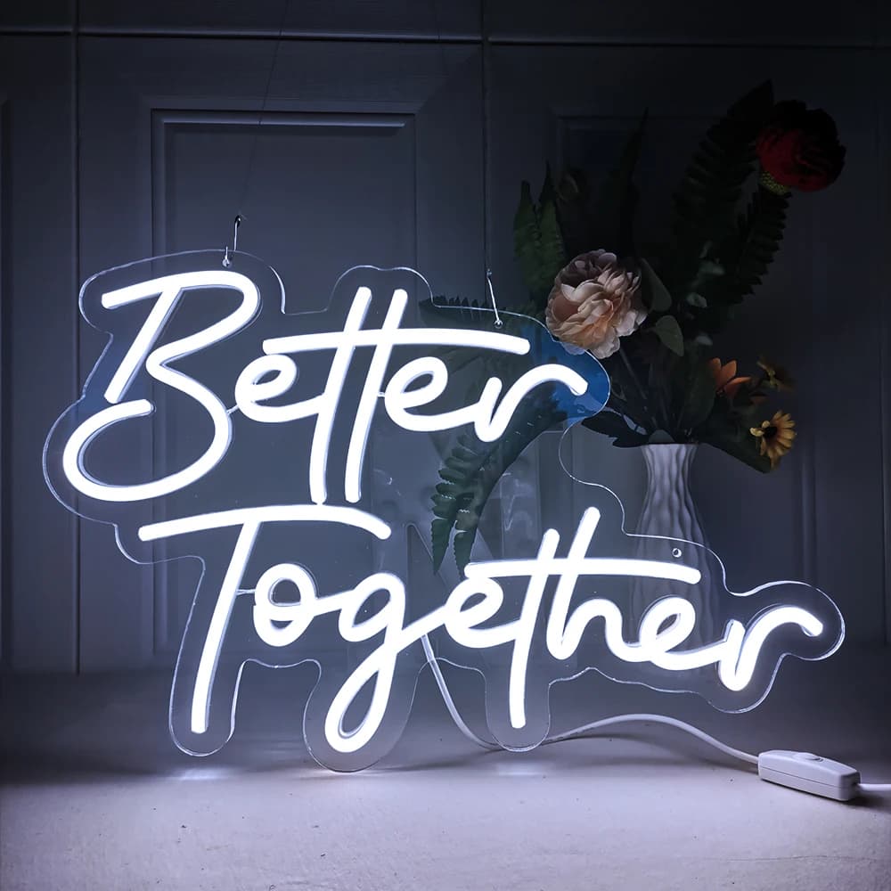 Better Together Insegna al neon a LED per sfondo festa di nozze Fidanzamento San Valentino Insegne luminose artistiche decorative di grandi dimensioni