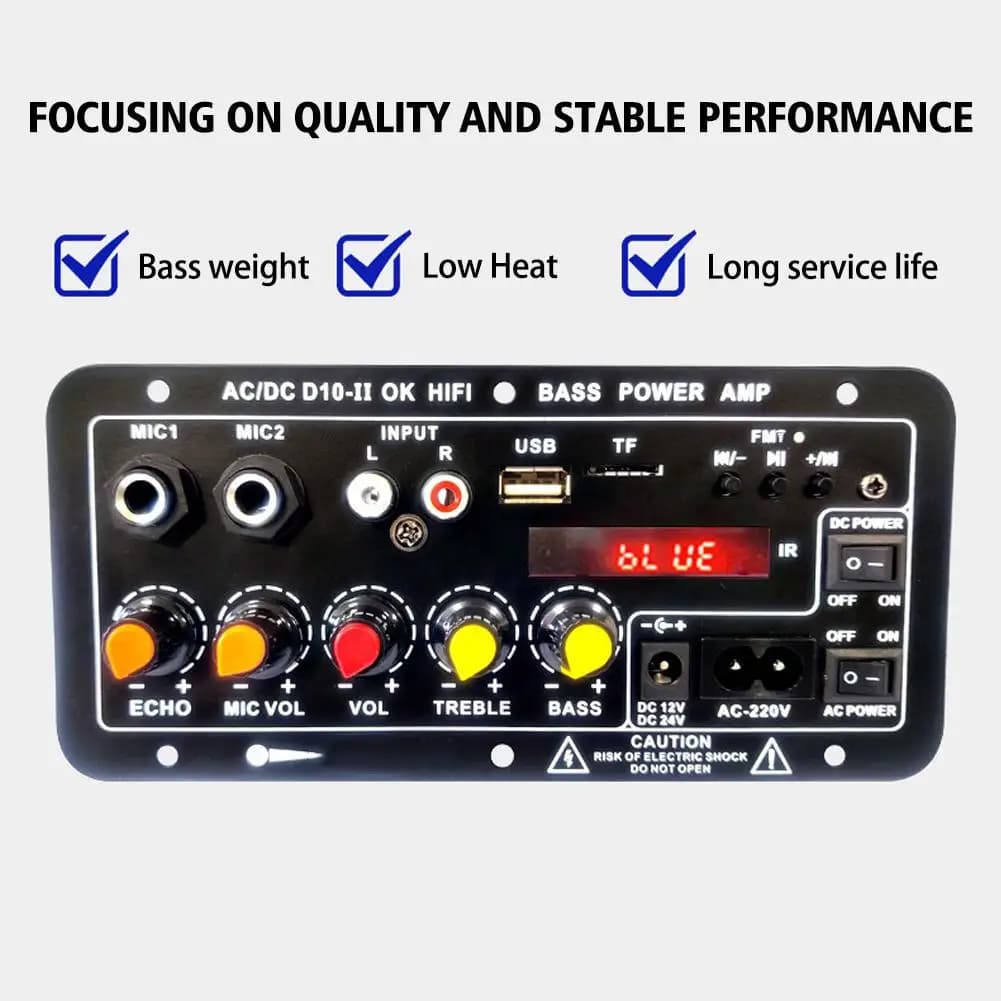 D10-2 12v 24v Auto Bluetooth Aux Tf Card Amplifier Usb 30-120w For 4 Ohm 40w Speaker 220v Eu Subwoofer Audio Amp Modul J7r8