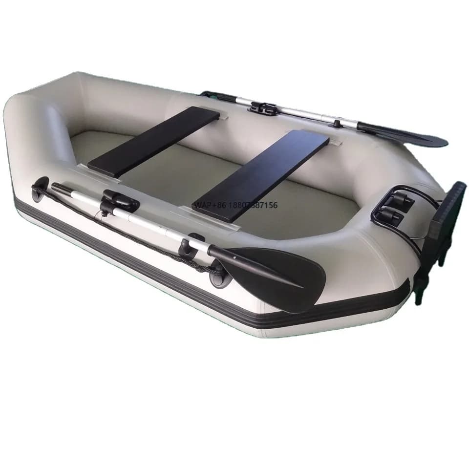 Gommone da pavimento con cuscino d'aria per 3 persone, gommone da pesca in PVC, kayak a remi con accessori per pagaia