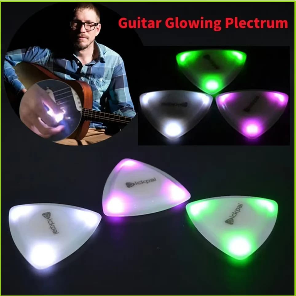 Plettri per Chitarra LED Luminosi - Plettri per Chitarra Elettrica in ABS con Opzioni di Luce a Tre Colori (Bianco/Verde/Viola)