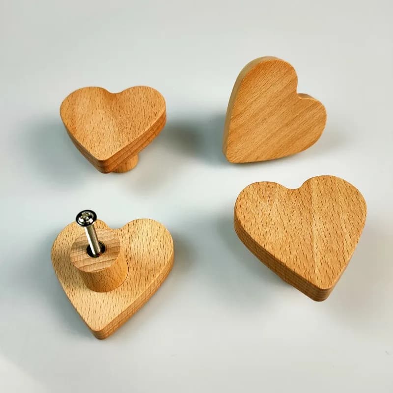 Maniglie per mobili a forma di cuore in legno, pomelli per armadi, maniglie per mobili da cucina, tiranti per porte, decorazioni per la cameretta dei bambini, ferramenta