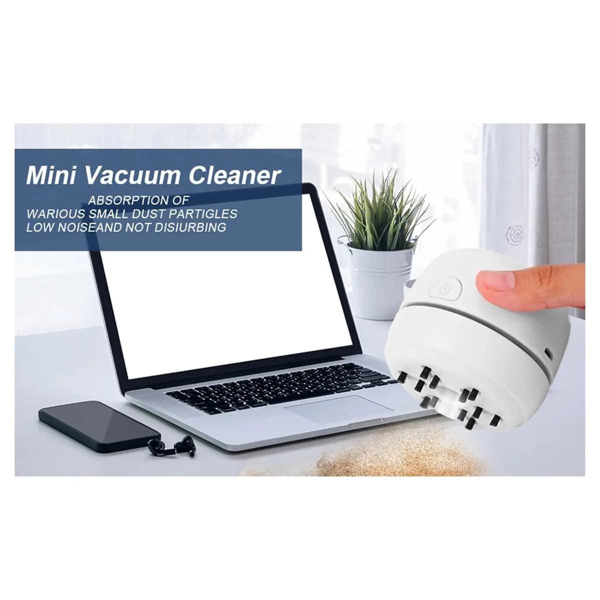 lillili Desktop Vacuum Cleaner USB Rechargeable, Portable Mini Vacuum for Dust, Crumbs, Keyboard, Car and Home