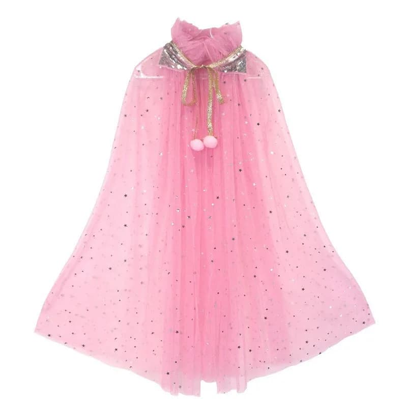 Girls Flowy Tulle Cape Dress Deluxe Princess Gown Lightweight Cloak Outfit for Birthday Banquet Stage Show Wholesale Apparel