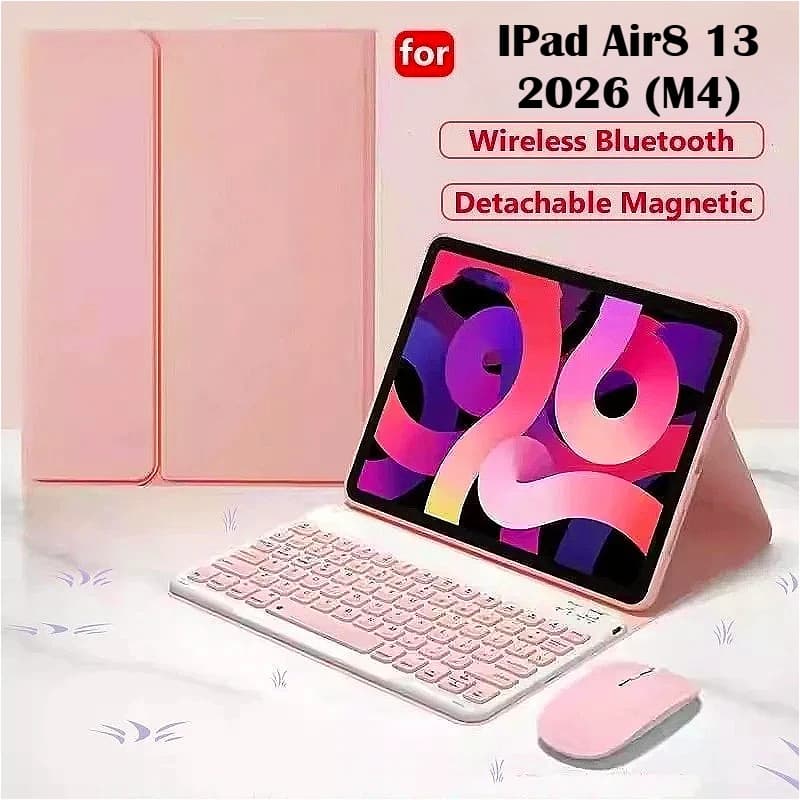 2026 New 12 Inch Keyboard Smart Tablet Case for IPad Air 8 M4 13 Inch Detachable Magnetic Keyboard Bluetooth PU Shockproof Cover