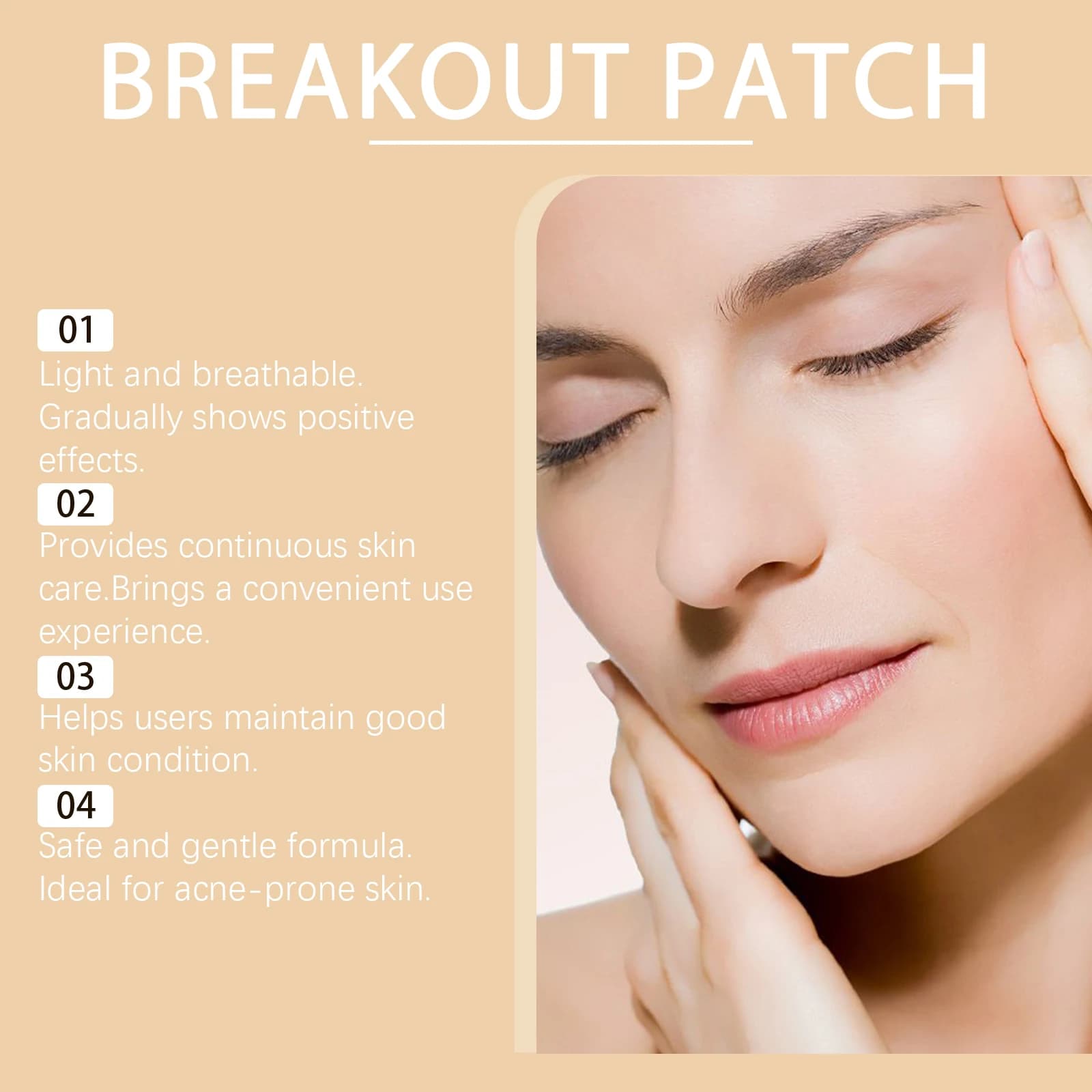 Large acne patches that gently clean and treat skin, moisturizers and nutrients, improve daily acne care.