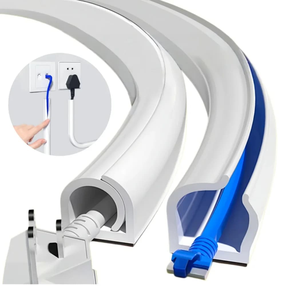 1PC Flexible Floor Cable Cover PVC Cord Wall Cord Hider Floor Cable Management Wire Cover Easy Installation