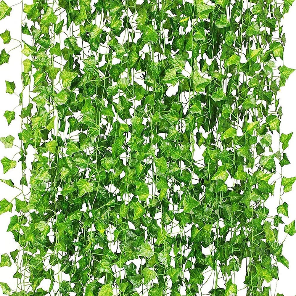 5 Pieces Artificial Edera Leaves Garland, Green Copper Plant, Fake Sheets for Wedding Decorations, Party, Gardens, Walls and Tables