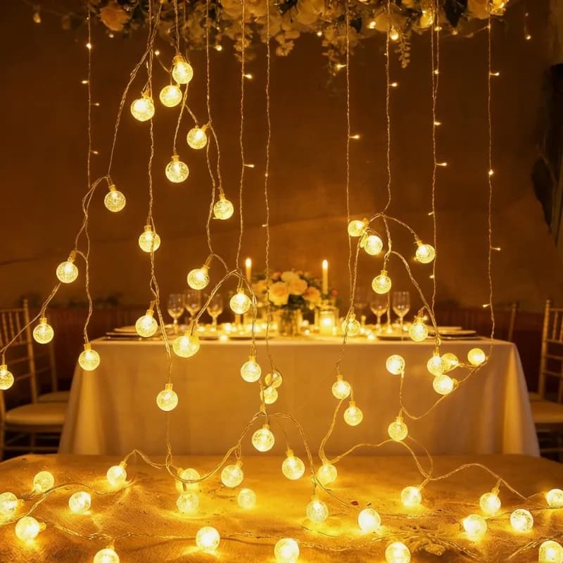 Luci a Sfera LED con Bolle, Alimentate a Batteria, per Esterni, Campeggio, Natale, Decorazione Stanza, Luci a Stringa di Cristallo LED, Decorazione Matrimonio