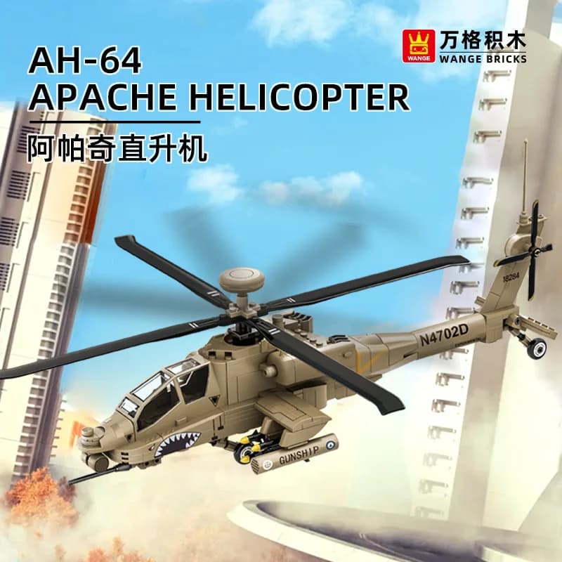 Set di Costruzioni Educativo Modello Elicottero Apache 255 Pezzi per Bambini, Assemblaggio con Piccole Particelle 4007