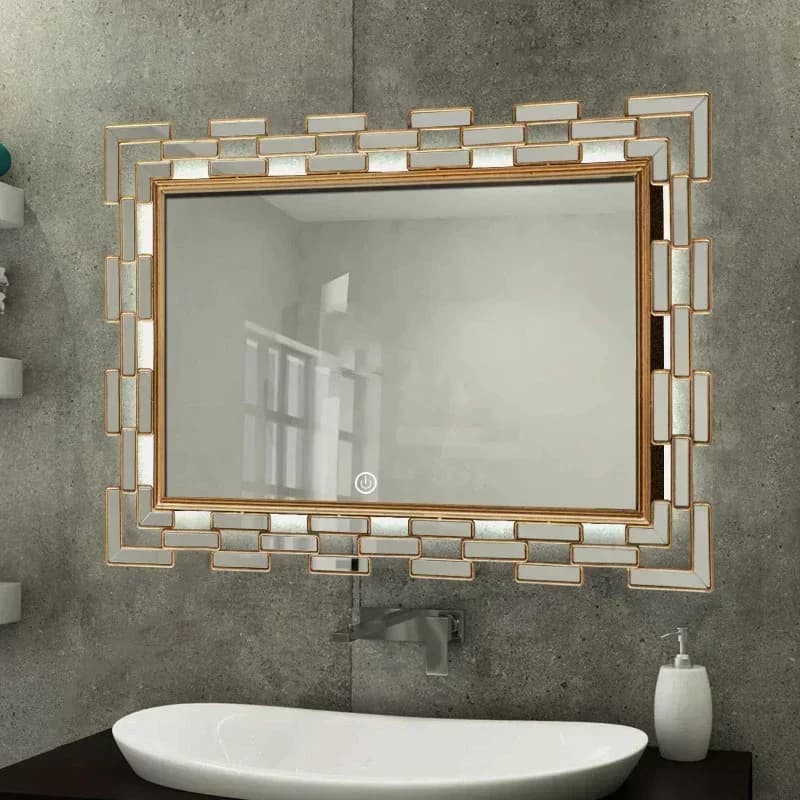 X NEW Specchio per il Trucco Neoclassico, Specchio di Lusso per Bagno, Specchio Quadrato Creativo, Specchio Decorativo da Parete