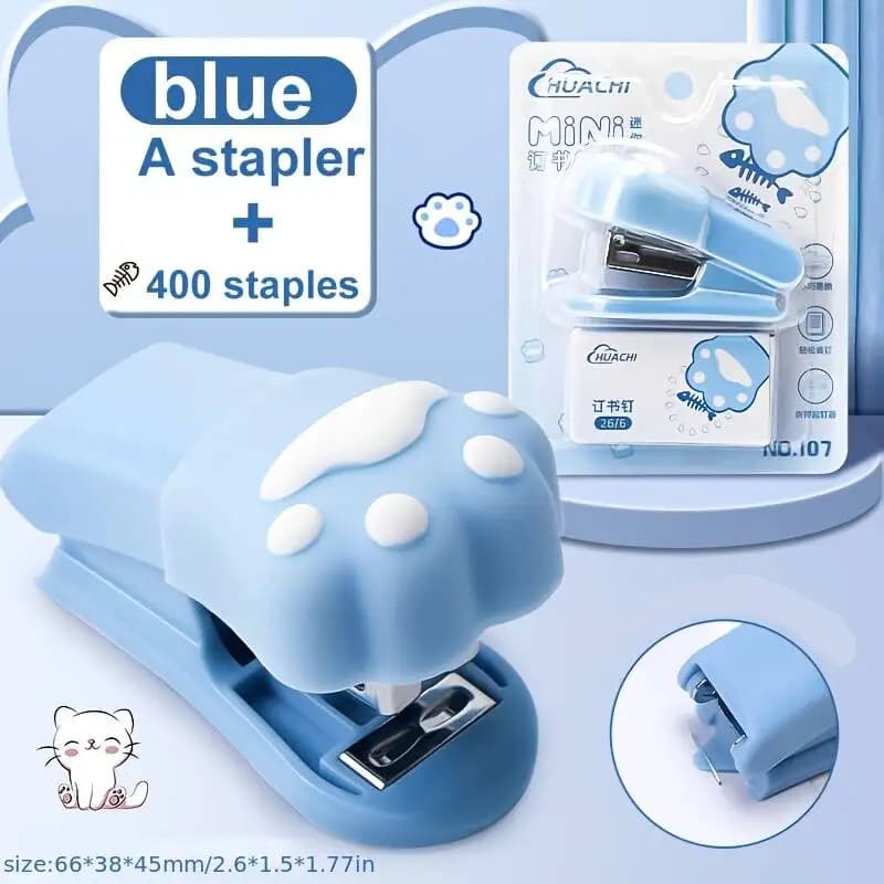 Cat Paw Mini Stapler Press type office stapler Combination set with 400 push pins
