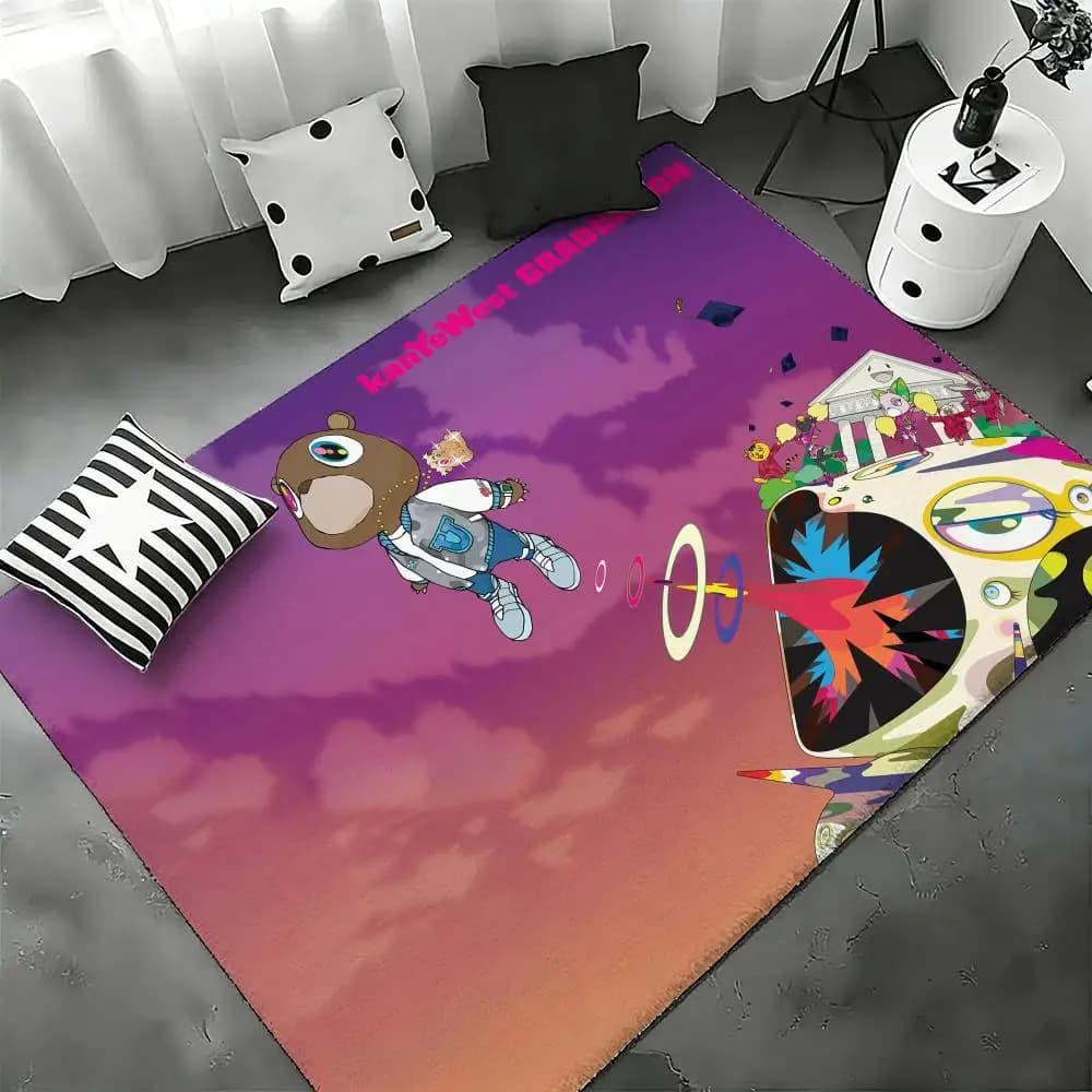 Tappetino da terra Rapper K-Kanye W-West per camera da letto, soggiorno, tappetino in flanella, antiscivolo, decorazione per la casa