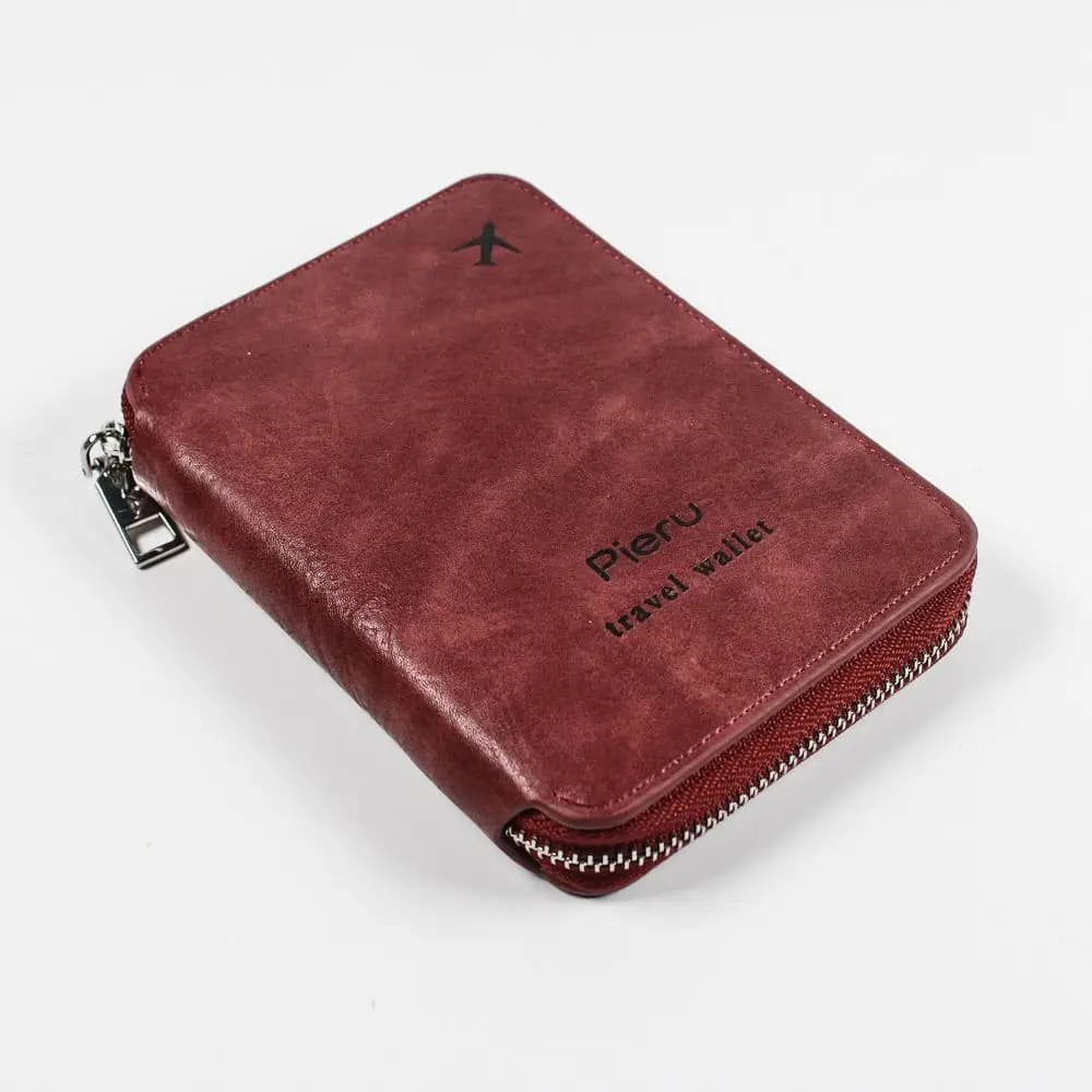 Borsa Porta Passaporto Multifunzionale con Cerniera, Antifurto RFID, in Pelle PU, Portafoglio da Viaggio Semplice con Ampio Spazio di Archiviazione per Documenti
