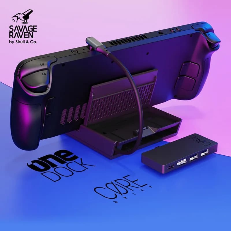 Skull & Co. Base di Supporto 2 IN 1 per ROG Ally/Xbox Ally/Steam Deck OLED/ROG Ally X, Dock USB C Hub, Stazione Portatile