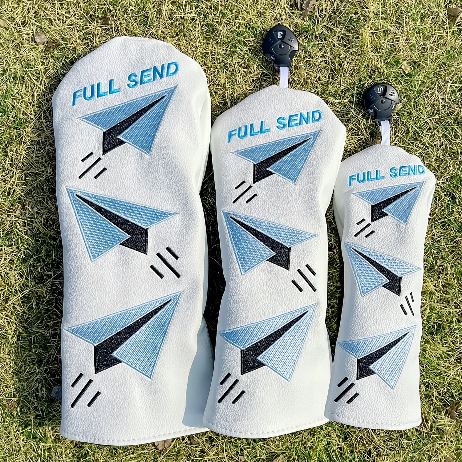 Copri-mazze da golf resistenti all'usura con ricamo aereo di carta, eleganti coprimazze adatti per accessori da golf