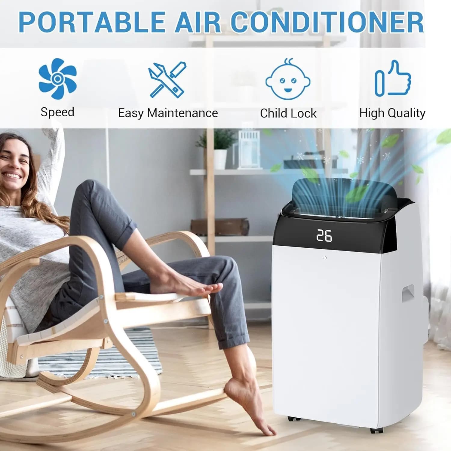 Garvee 12000 BTU Portable Air Conditioner, 4-in-1 AC Unit with Cooling, Dehumidifier, Fan & Sleep Mode, Quiet Mobile AC with Easy Window Installation Kit for Rooms Up to 550 Sq.Ft