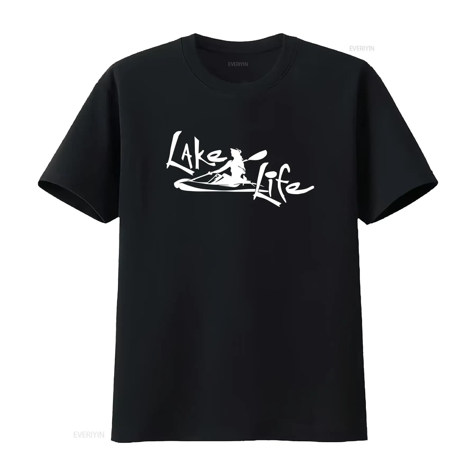 Lake Life 3 T SHIRT IN COTONE culto d'acqua onda kayak canoa pagaia vintage lavato Comodo Top da indossare tutti i giorni Elegante