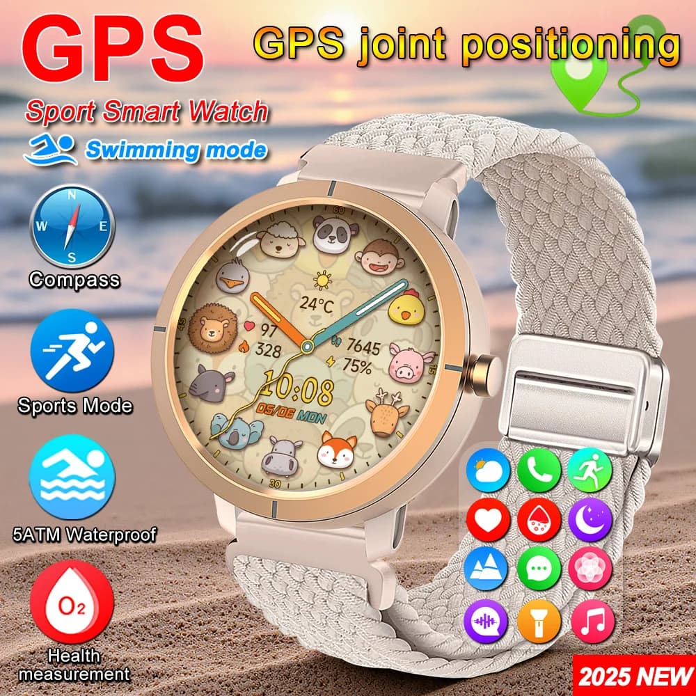 GPS Double Frequency Smart Sport Smartwatch 5ATM Waterproof 170+ Sports Mode 1.32 AMOLED compass BT Woman Smartwatch