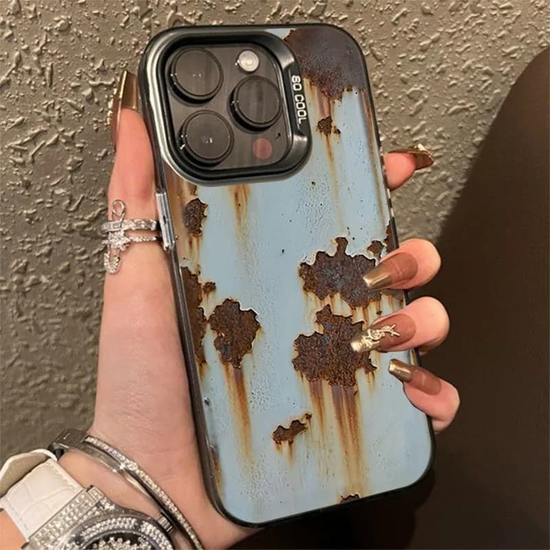 Basic IMD phone case in TPU with retro anti-rust design for Xiaomi Poco X7 X6 X5 X3 F5 F6 F7 Pro 5G Hard back cover with shockproof soft bumper