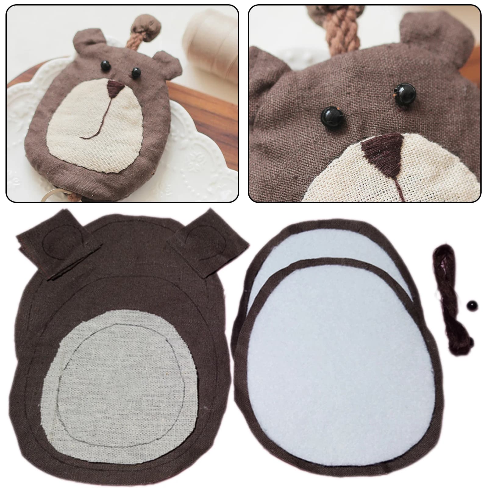 Portachiavi con orso fai-da-te Custodia morbida per chiavi cucita a mano Custodia per chiavi in tessuto fatta a mano, regalo per la famiglia degli amici