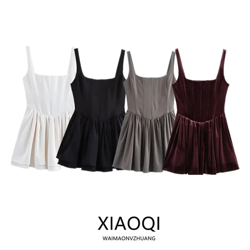 Fall 2024 Women's Fashion Versatile Sleeveless Waist-Cinched Short Dress New Arrival Commute Style H-Shape Casual Scene