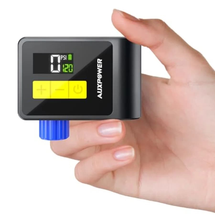 Pompa per Bicicletta BL03 con Manometro, Pompa Elettrica 120PSI per Bici con Valvola Presta e Schrader, Arresto Automatico, per Campeggio e Ciclismo