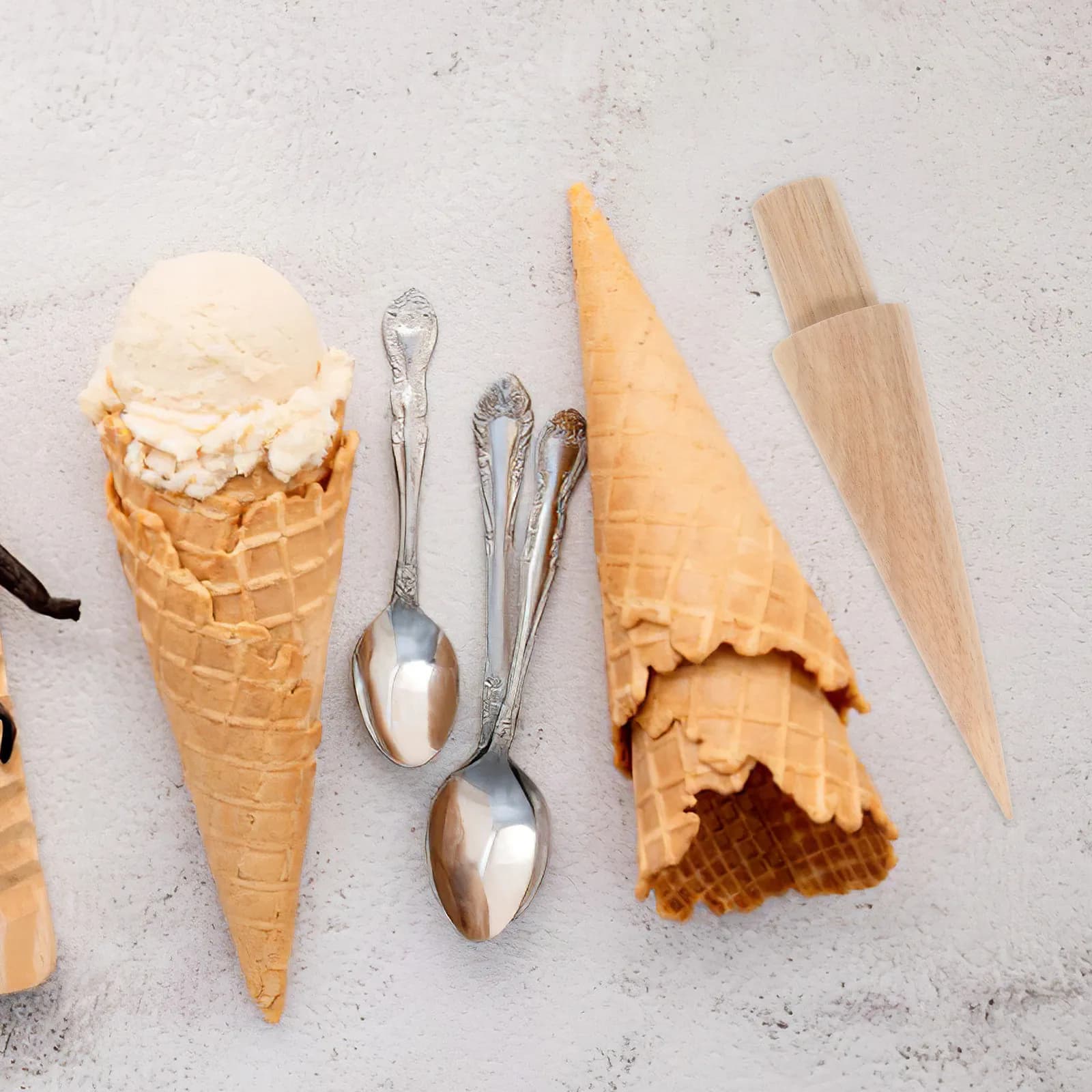 Stampo per involtini di uova per coni gelato fai da te, bordo liscio, in acciaio inossidabile per alimenti, rullo per coni Krumkake, strumento portatile per la preparazione di dessert