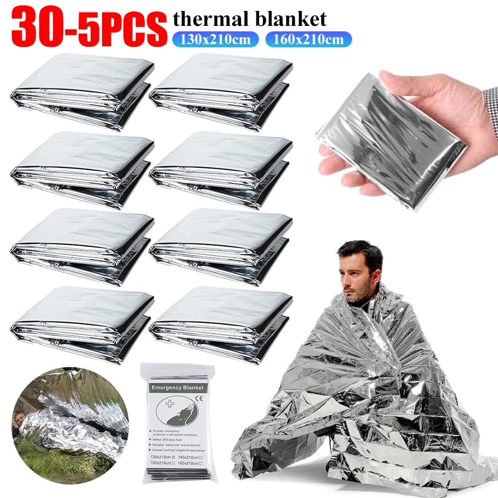 Coperta termica in mylar di lamina 130x210 cm Mantiene te caldo Coperta termica di emergenza Reta il calore del corpo Coperta in lamina d'argento per i primo soccorso