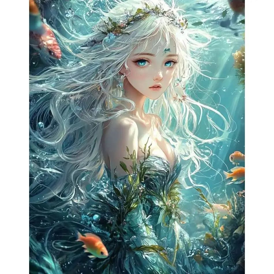 RUOPOTY White-Haired Girl 5d Diamond Painting Home Decor Diy Gift Landscape Full Round Diamond Art Painting Kits For Adults