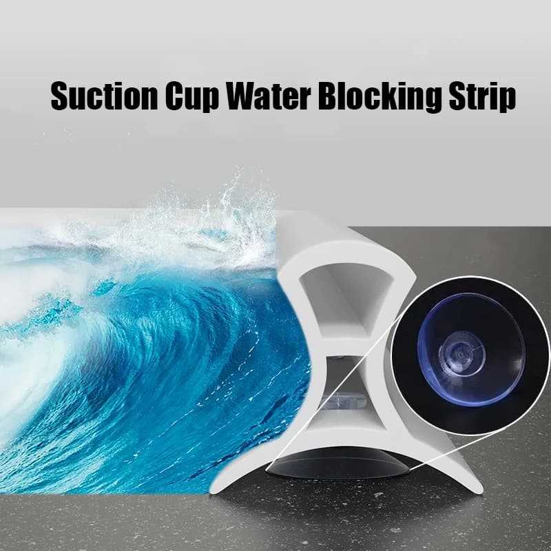 Ventosa mobile con striscia di blocco dell'acqua in silicone per bagno Barra di barriera dell'acqua pieghevole Cucina staccabile Doccia Divisorio dell'acqua