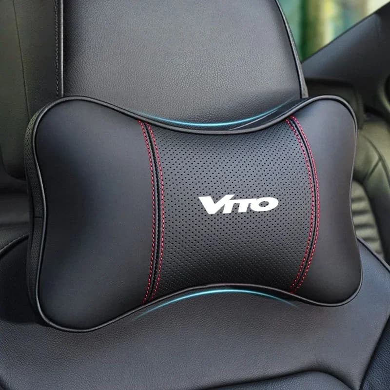 1Pcs Car Seat Headrest Auto Logo Neck Pillow For Mercedes Benz W124 W203 W204 Vito W447 W639 car accessories interior