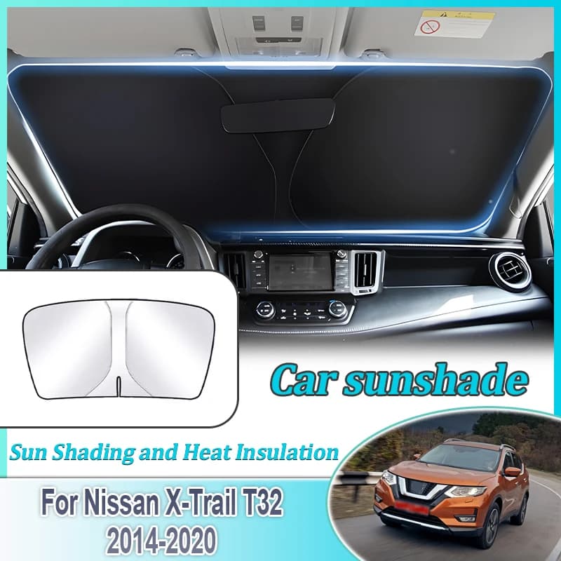 Per Nissan X-Trail T32 2014 2015 ~ 2020 Coperture per auto Anti-UV Protezione solare Anello in acciaio Parabrezza anteriore Parasole Accessori auto