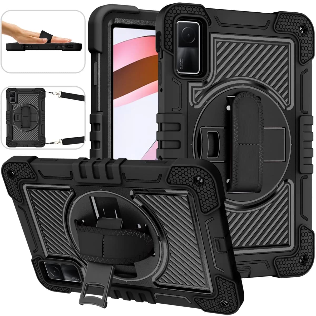 Custodia per Xiaomi RedMi Pad 10.6 Tablet Cover RedMi Pad SE 11 "8.7" 4G 2024 Antiurto Cavalletto Bambini Fonda Hand Grip Tracolla