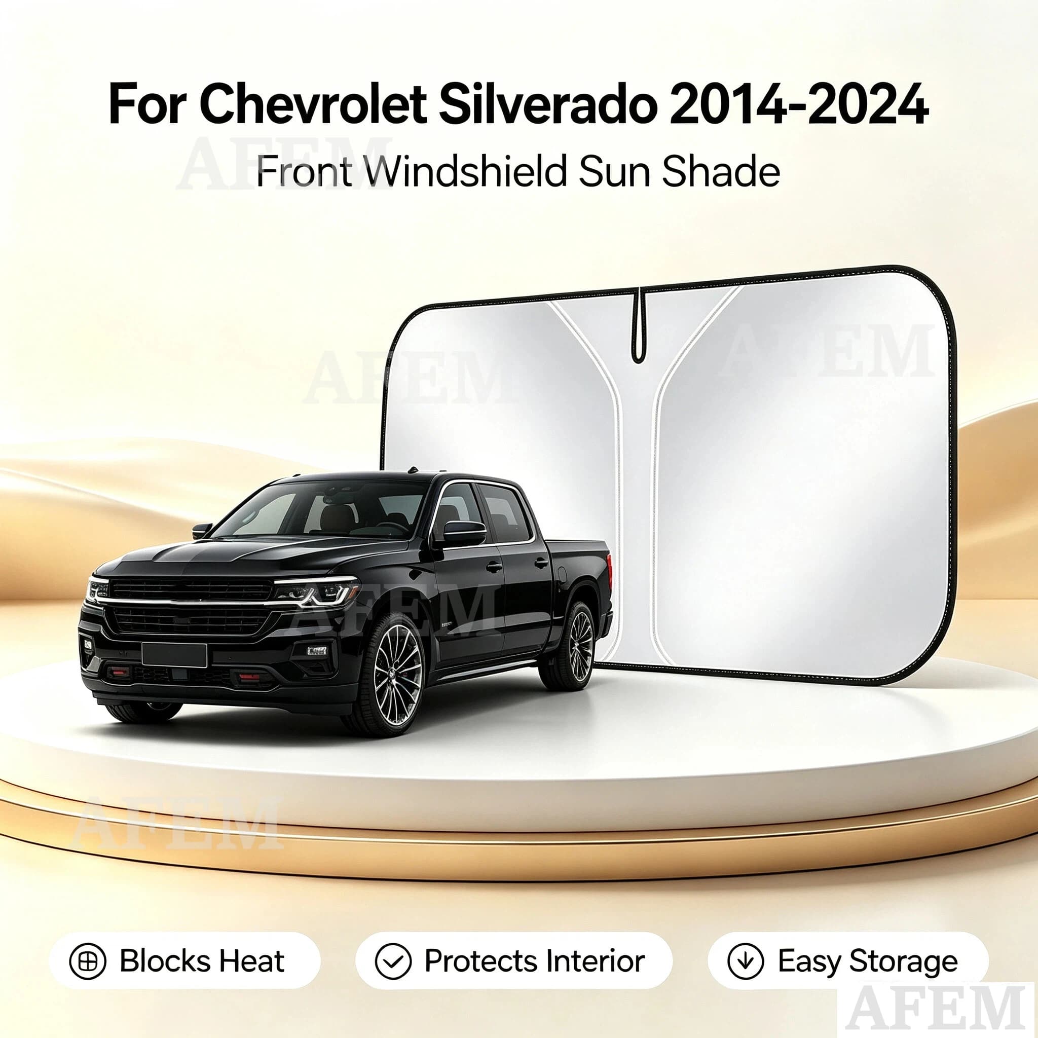 1PCS For Chevrolet Silverado 2014-2024 Car Windshield Sunshade Cover Anti UV Protection Foldable and easy to store Accessories