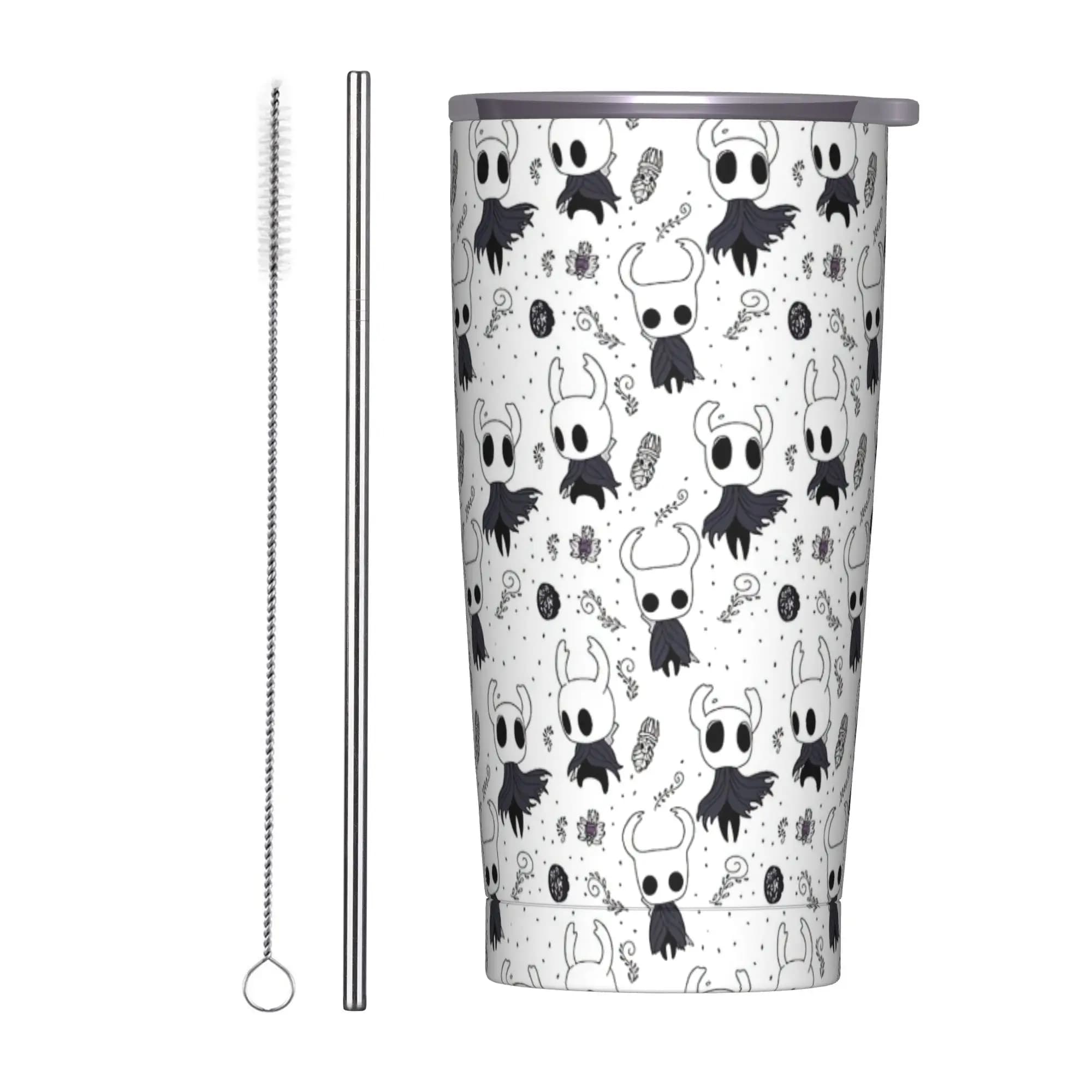 Hollow Knight Pattern Insulated Tumbler with Straws Lid Game Vacuum Coffee Mugs Office Home Car Bottle Cup, 20oz