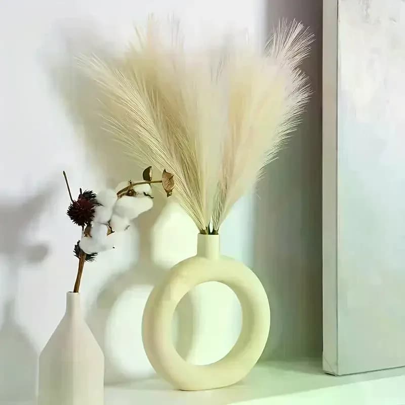 10 Pezzi di Erba della Pampa Artificiale, Fiori Finti per Decorazioni Boho, Bouquet da Matrimonio, Decorazioni per Feste e Casa, Pianta Finta, Fiore Soffice Simile a un Canna