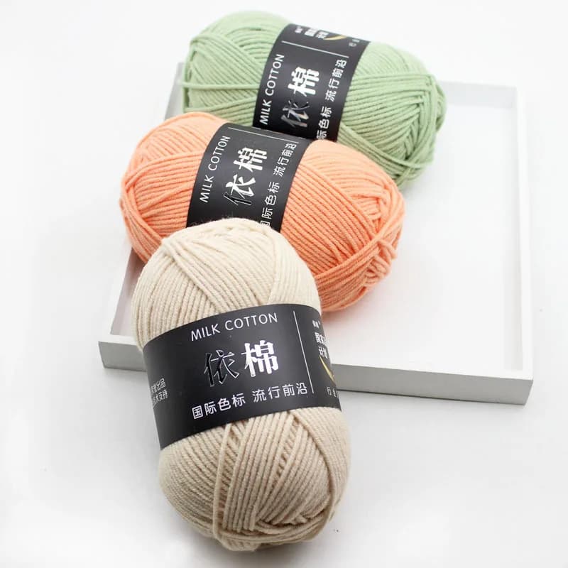 4 fili lavorati a maglia latte cotone uncinetto filato lana tinto ad ago Lanas crochet artigianato maglione cappello bambola sciarpa fai da te maglia
