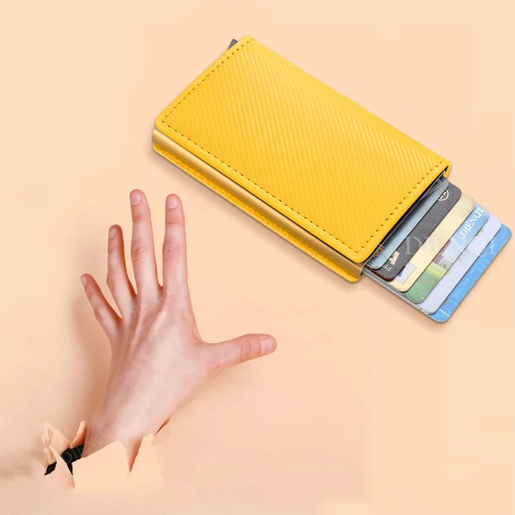 Portacarte RFID Sottile in Fibra di Carbonio, Portafoglio Minimalista Intelligente per Carte di Credito e Bancarie
