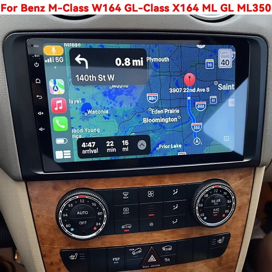 Autoradio Android 16 con Carplay, WiFi e GPS per Mercedes Benz Classe M W164, Classe GL X164, ML GL ML350 ML500 GL350 GL450 con SIM 4G+WIFI