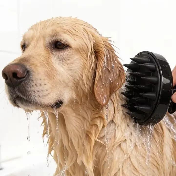 Silicone Pet Bathing Brush, Scalp Massage Comb for Cats and Dogs, Shampoo Applicator, Grooming Tool for Shedding Hair Removal