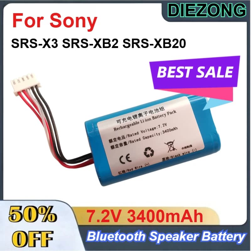 Batteria Ricaricabile agli Ioni di Litio ST-01 7.2V 3400mAh per Altoparlante Bluetooth Sony SRS-X3 SRS-XB2 SRS-XB20