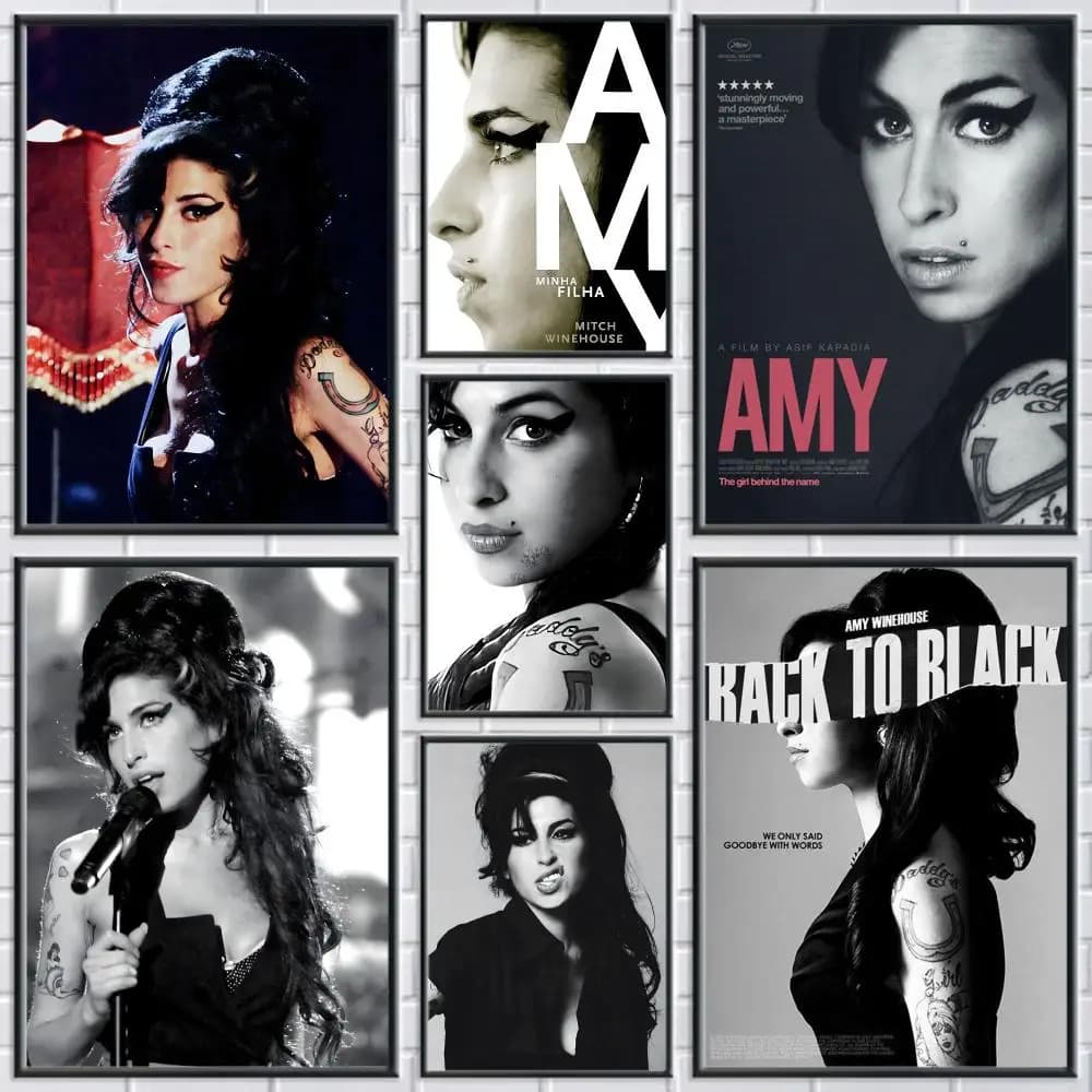 Singer A-Amy Winehouse Painting Calligraphy Frameless Canvas Poster Wall Art Perfect For Hallway Home Decoration Holiday Gifts