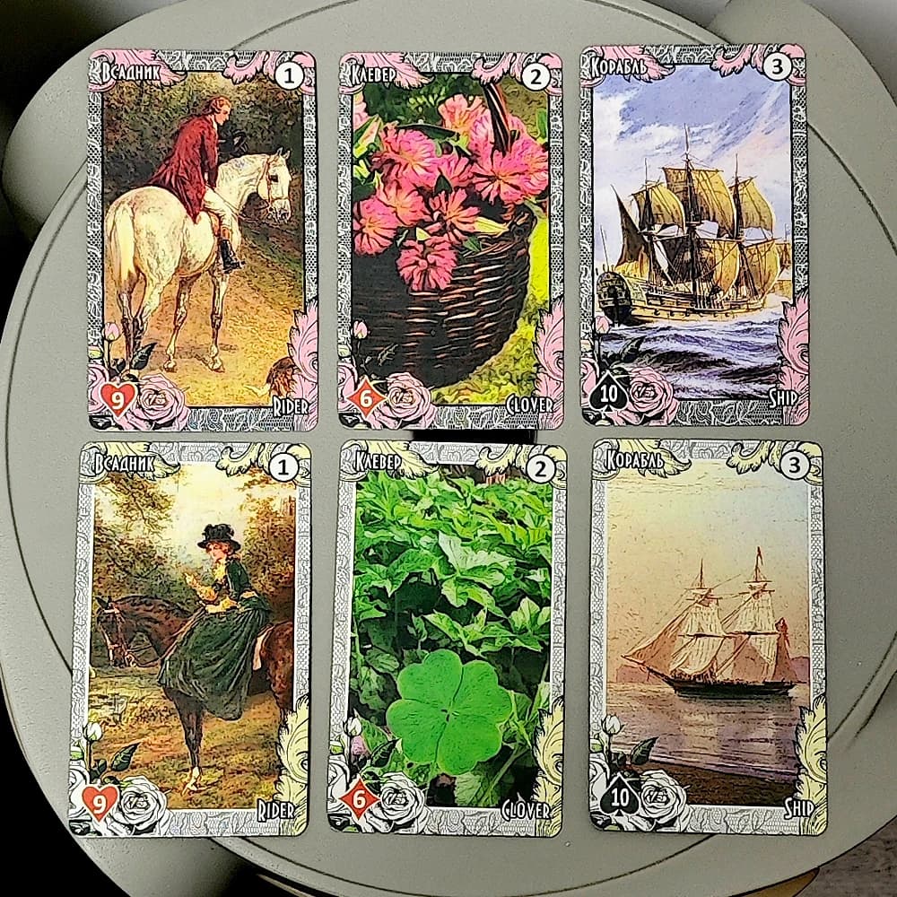 10,3 * 6 cm Marie Lenormand stile vintage 72 carte in lingua russa 2 set (36 + 36 carte Lenormand)