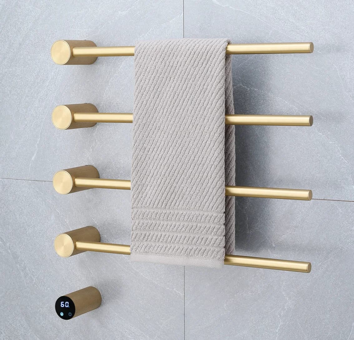 2026 Touchscreen Display Constant Temperature Heating Time Control All Brass Electric Heated Towel Rails Heated Towel bar