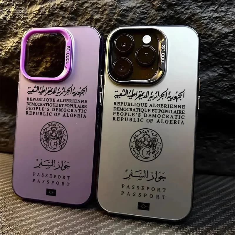 Custodia per passaporto Algeria per iPhone 16 14 17 Air Pro Max 15Plus 11 13 12 16e XS XR Candy Matte Letter Cover antiurto Coque
