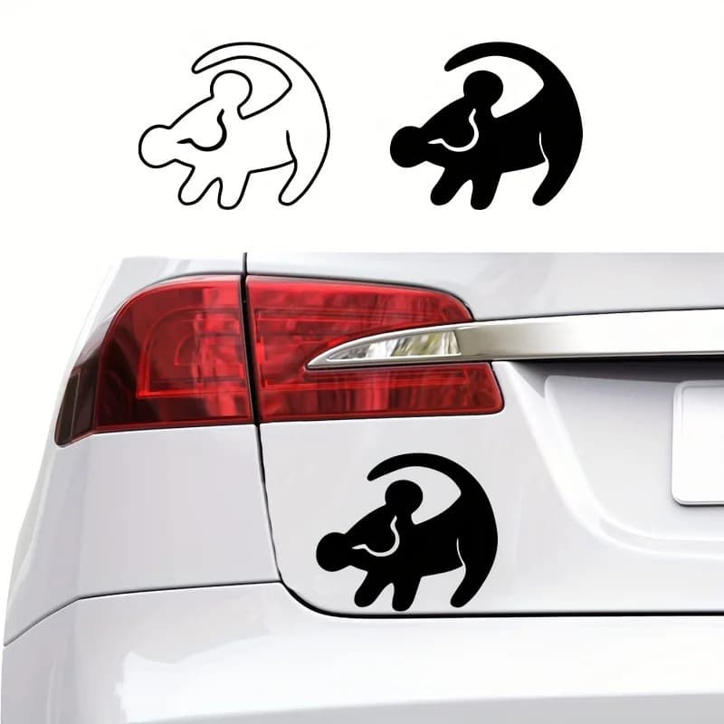 Solid & Outline Lion King Vinyl Sticker Car Window Bumper Truck Decor, Baby Simba Line Drawing decalcomania impermeabile per la decorazione del Laptop