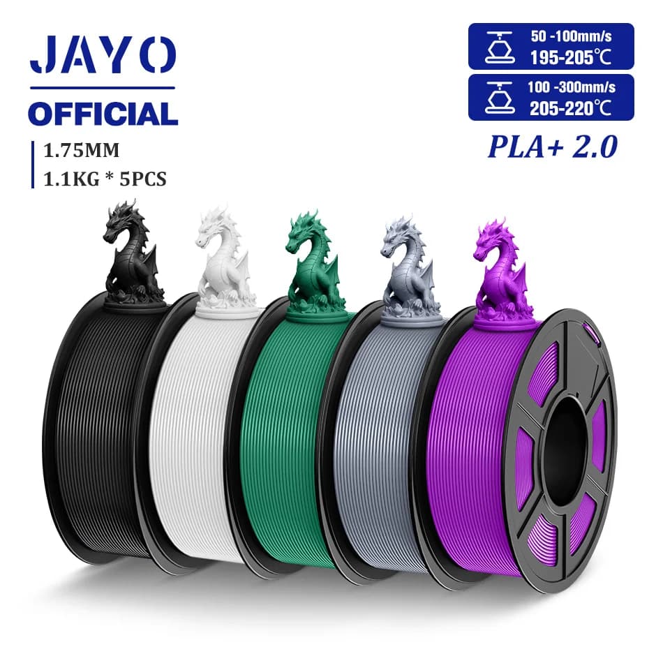 JAYO Update 2.0 PLA + 3D Filament 1.75mm PLA Plus 3D Printer Filament FDM 5 rolls