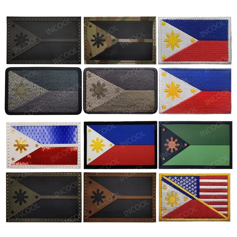 Philippines Flag Embroidered Patches Infrared IR Reflective Patch PVC Rubber Philippine Flags Patch For Clothing Backpack